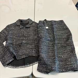 Daniela Corte Tweed Silk Skirt Set. New With Tags. Size SM, EU 38
